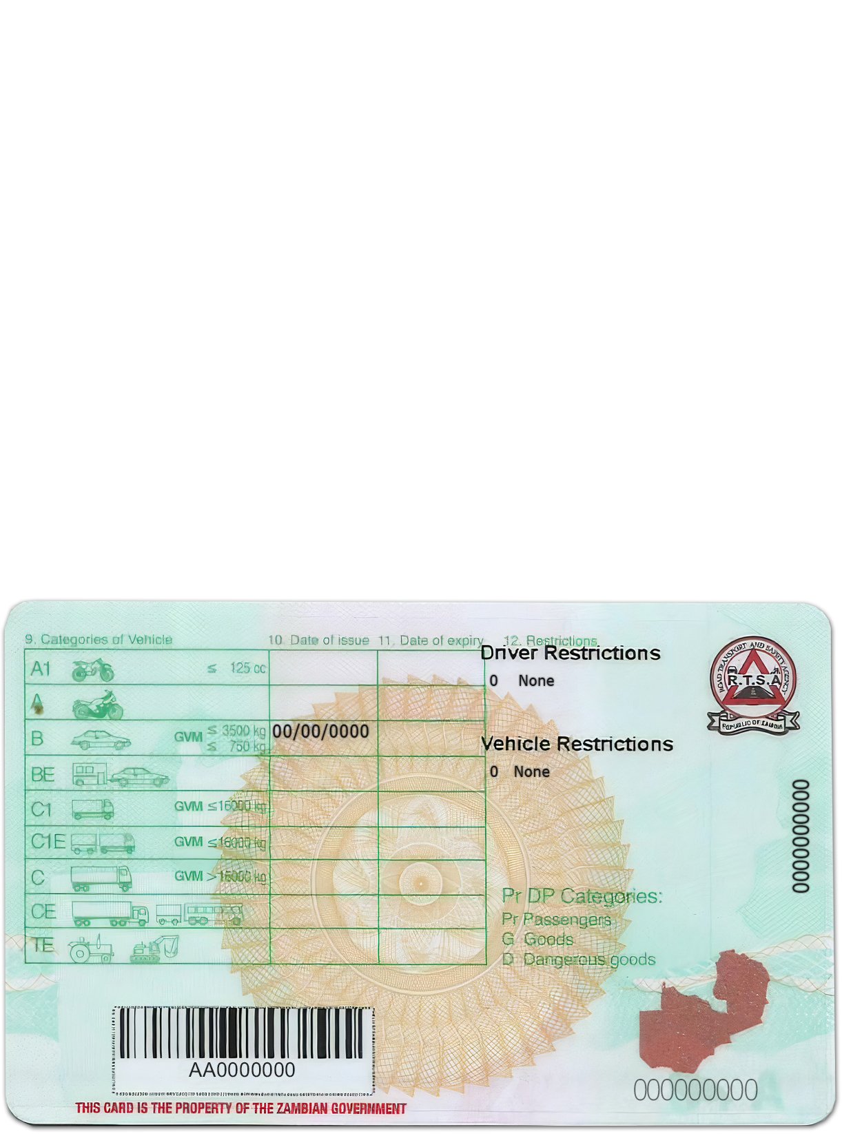 Zambia Driving Licence PSD Template – Editable & Instant Download - Image 4