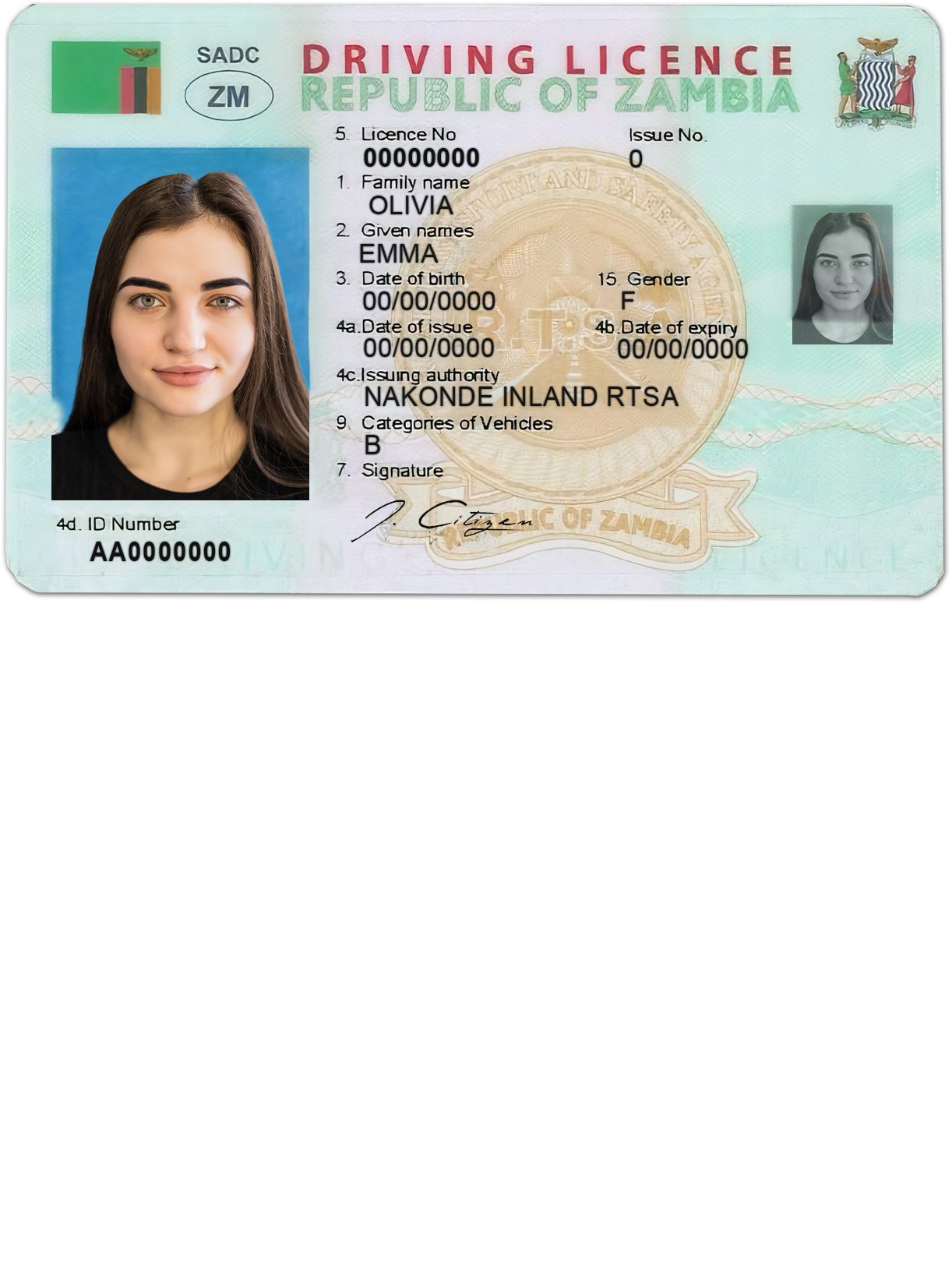 Zambia Driving Licence PSD Template – Editable & Instant Download - Image 5