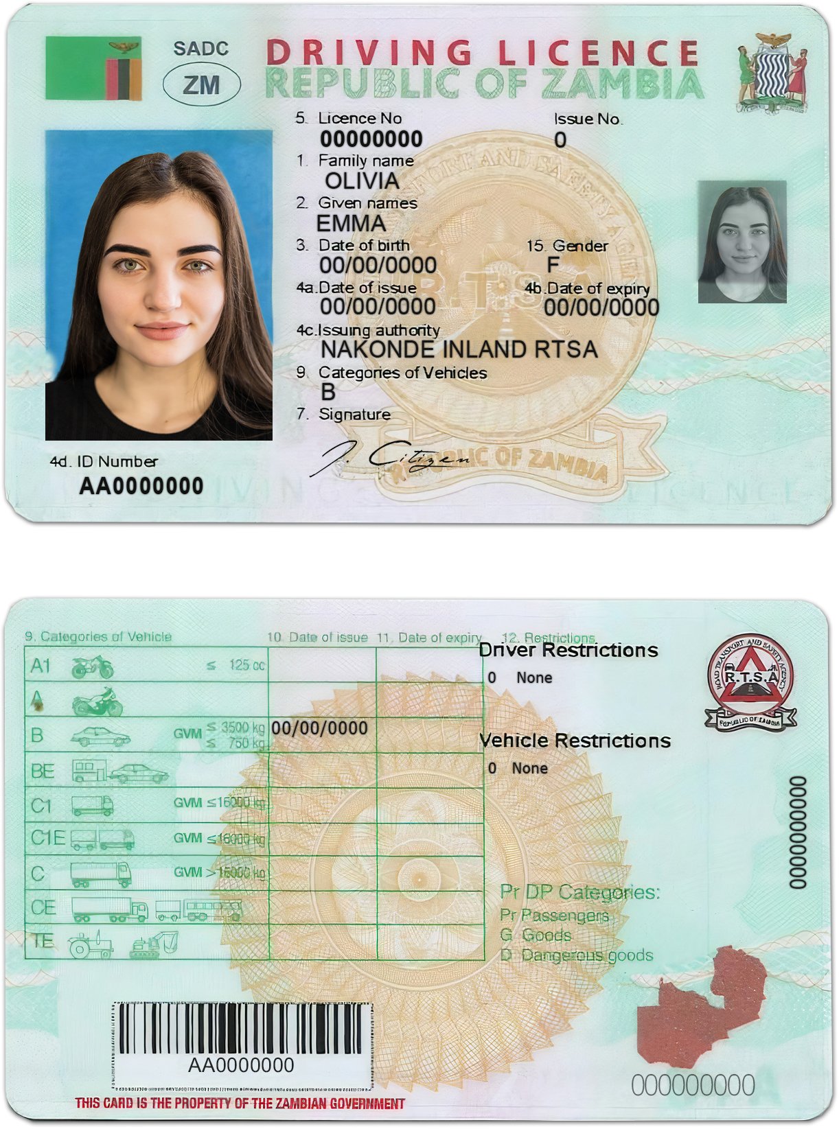 Zambia Driving Licence PSD Template – Editable & Instant Download - Image 3
