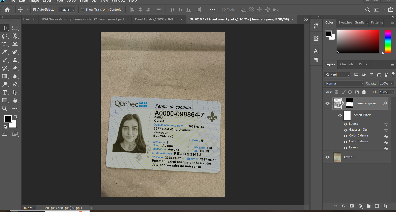 Preview of Canada Quebec Driver’s License PSD Template 2025