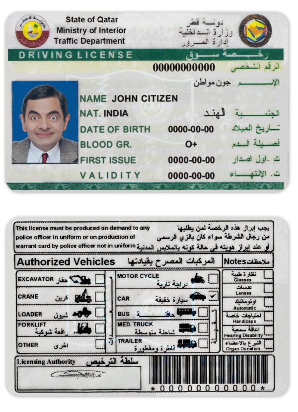 Qatar Driving License PSD Template - Editable, High-Quality Design - Image 3