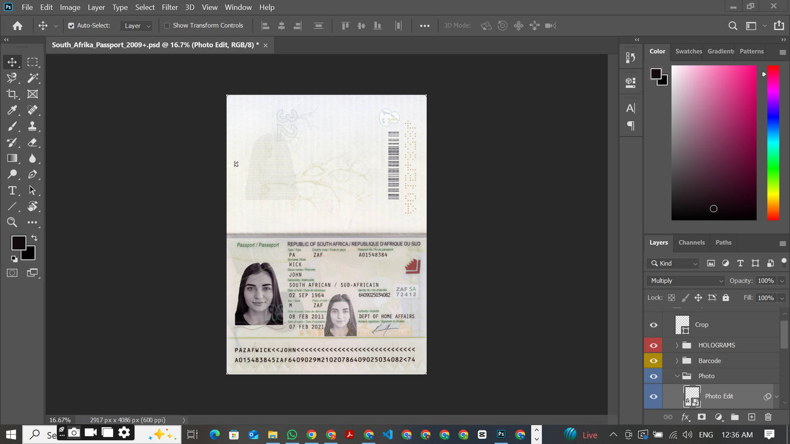 South Africa Passport PSD Template Preview