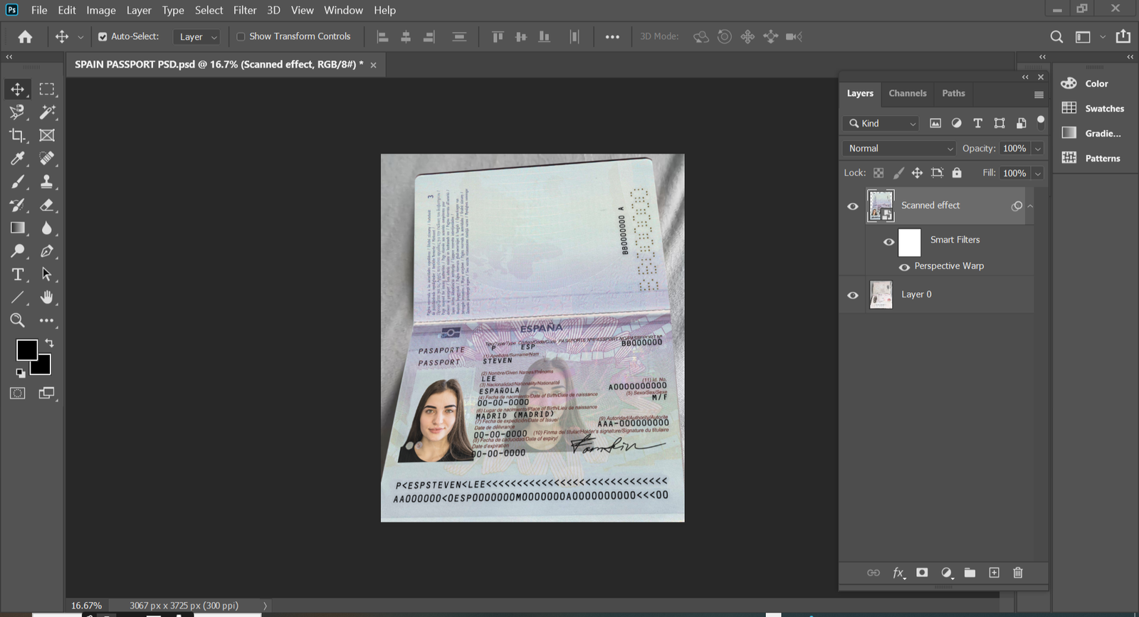 Spain Passport PSD Template Preview