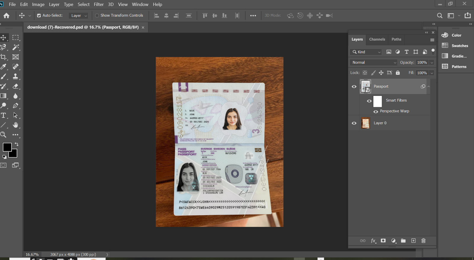 Sweden Passport PSD Template Preview