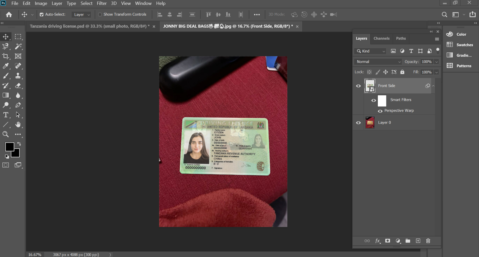 Tanzania Driving License PSD Template Preview
