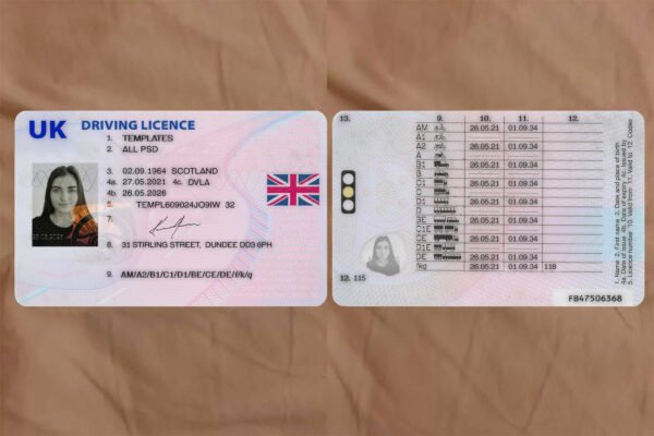 UK Driving License V1 PSD Template – Editable & Instant Download
