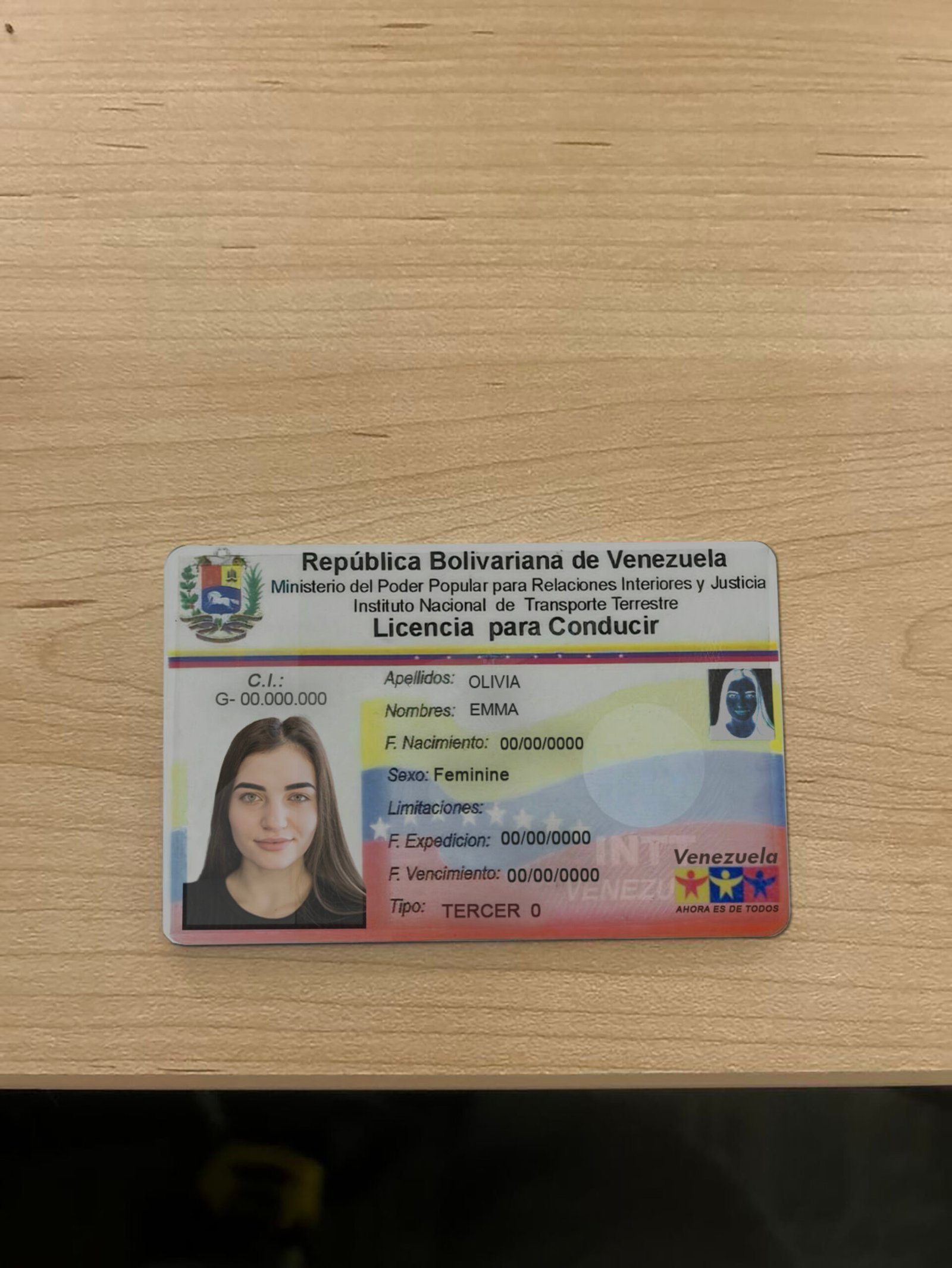 Venezuela Driver’s License PSD Template 2025