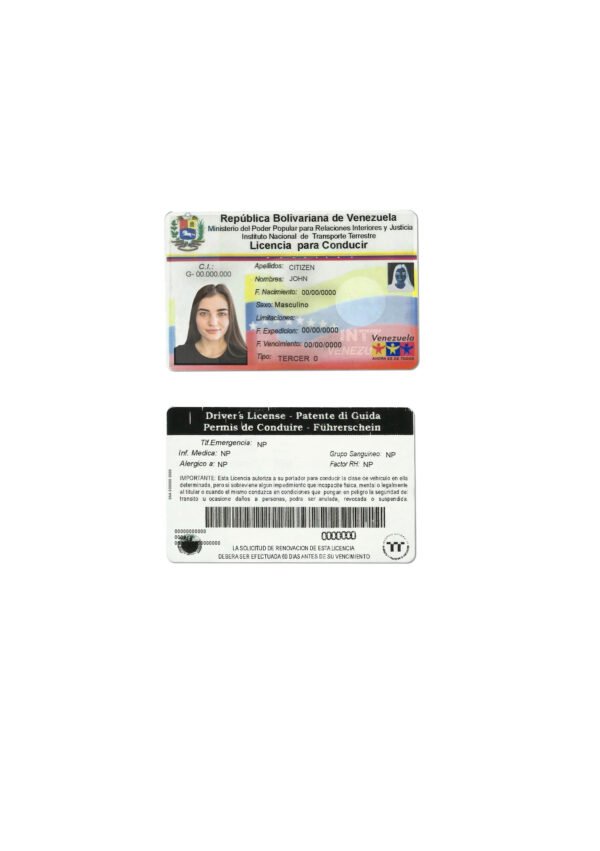 Venezuela Driver’s License PSD Template 2025 – Editable & Instant Download - Image 3