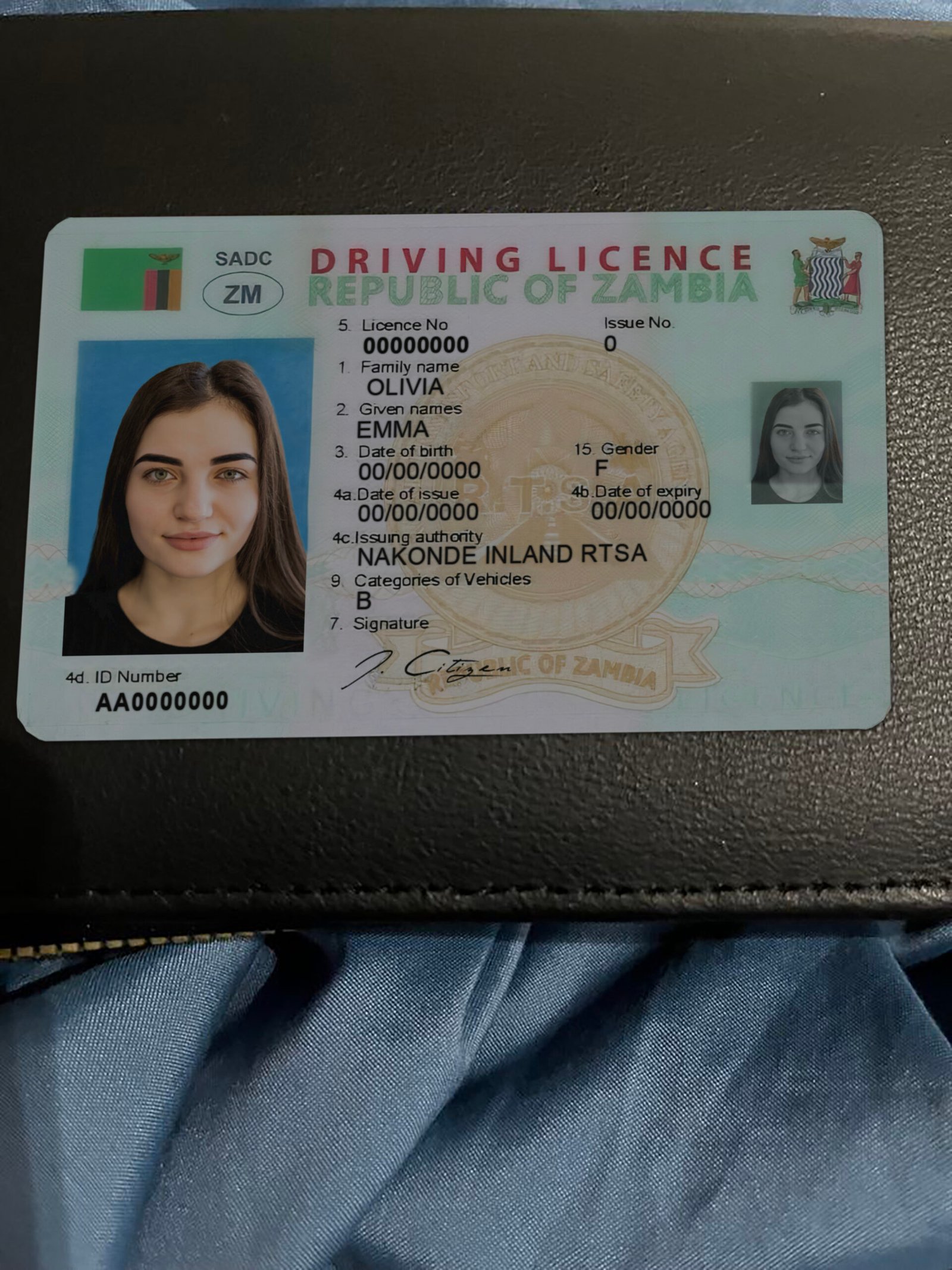 Zambia Driving Licence PSD Template – Editable & Instant Download
