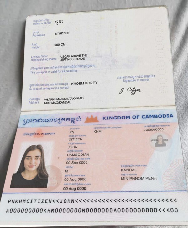 Cambodia Passport PSD Template – Editable & Instant Download