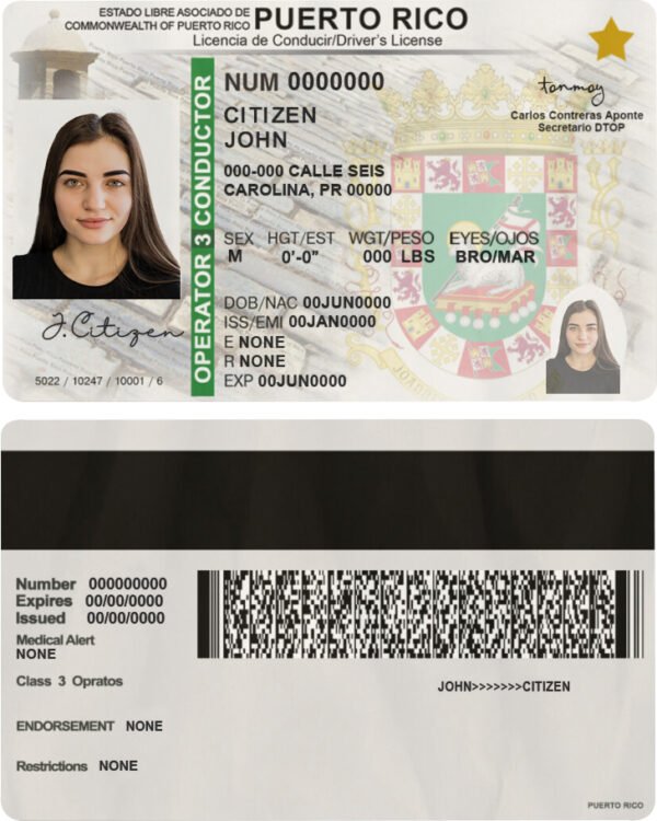 Puerto Rico Driver's License  V2 PSD Template - Editable, High-Quality Design - Image 3