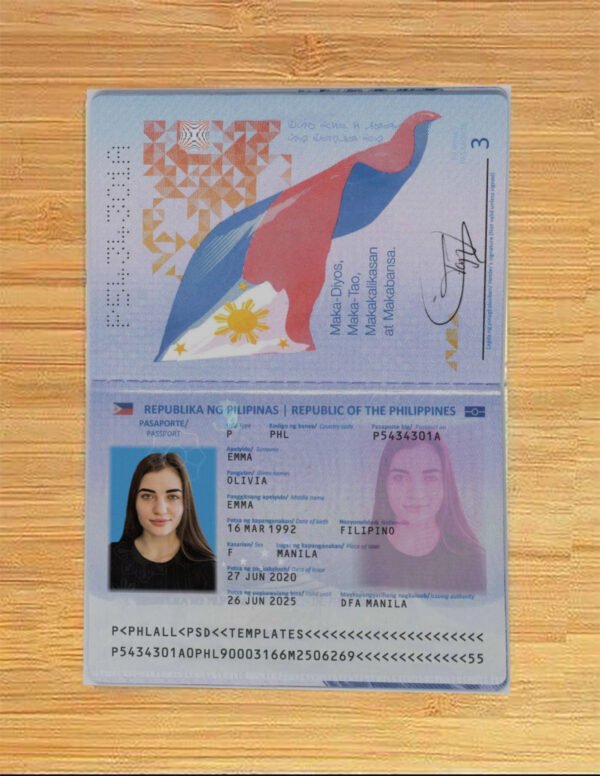 Philippines Passport PSD Template - Editable, High-Quality Design