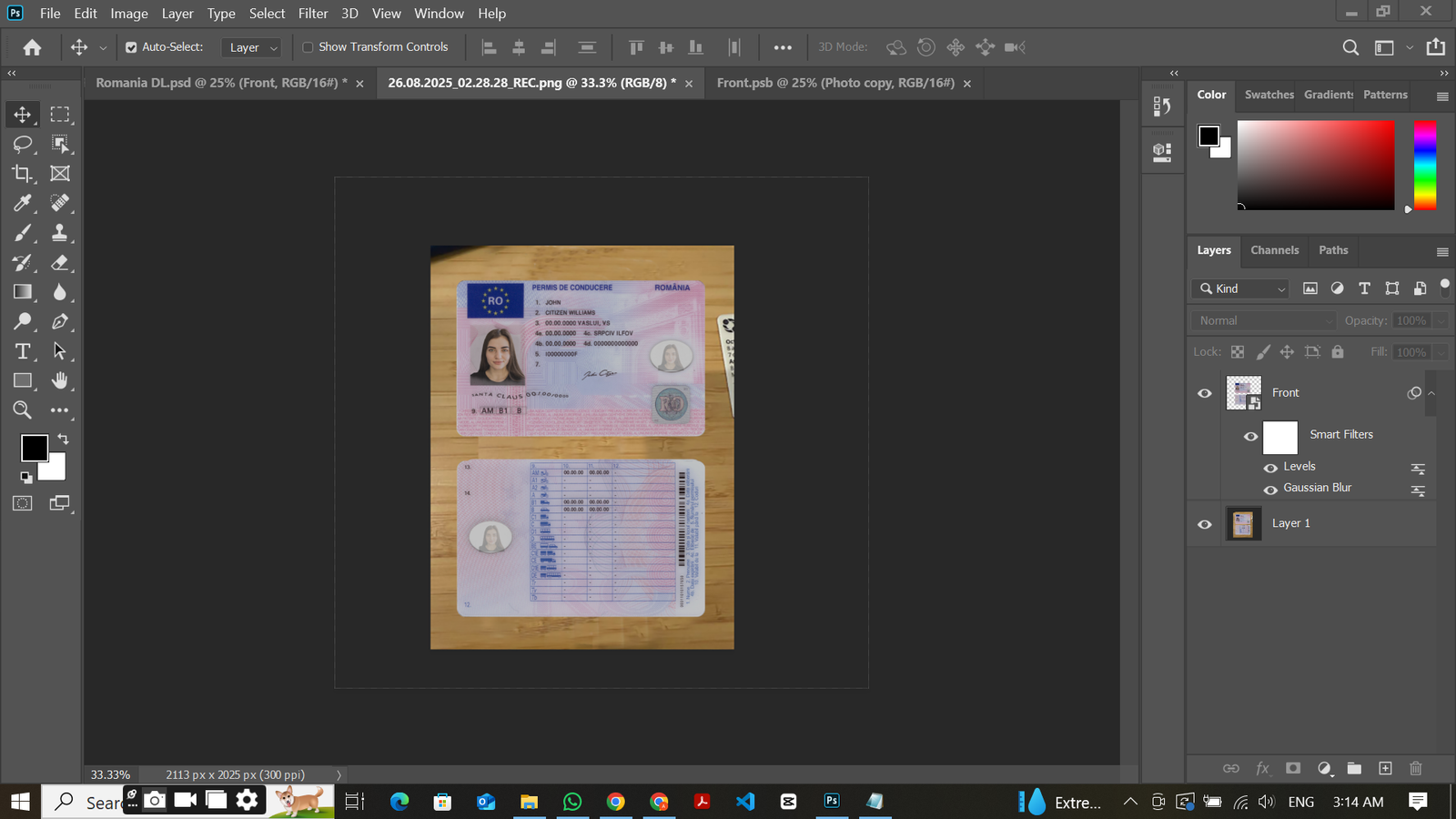 Romania Driving Licence V2 PSD Template Preview