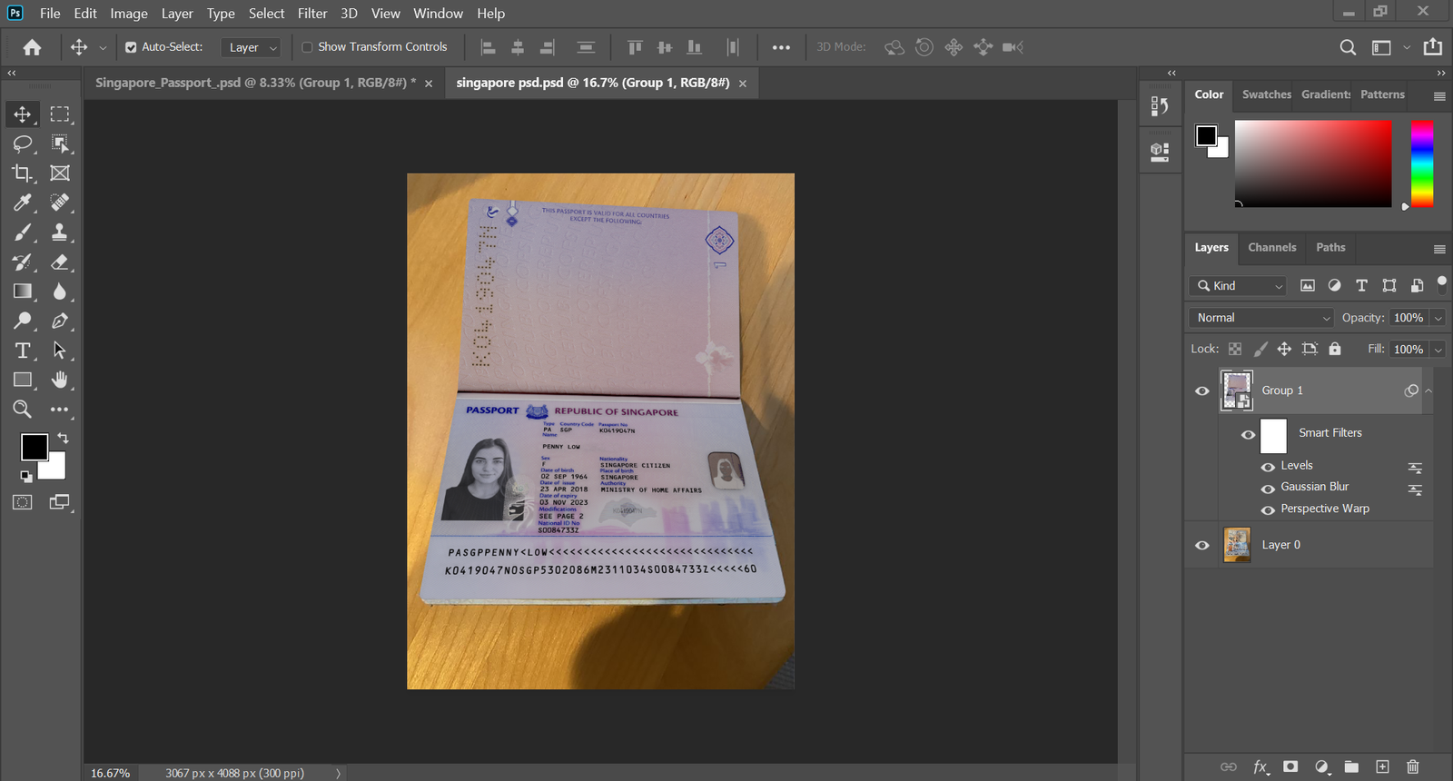 Singapore Passport PSD Template Preview