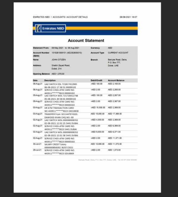 UAE Emirates NBD Bank Statement Editing – Fast & Secure