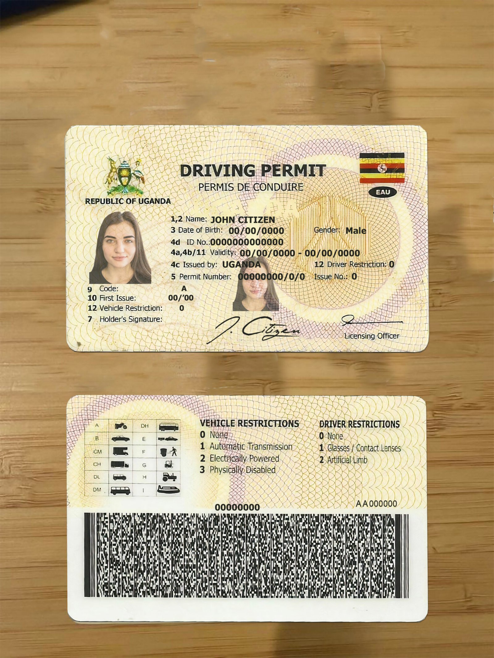 Uganda Driver’s License PSD Template 2025 – Fully Editable & Instant Download