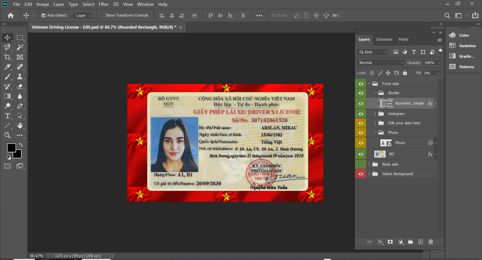 Vietnam Driving License PSD Template Preview