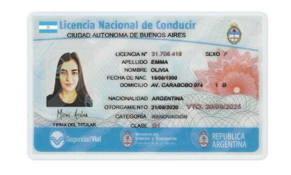 Argentina (Buenos Aires) Driving Licence V2 PSD Template - Editable, Multi-Purpose Design - Image 4