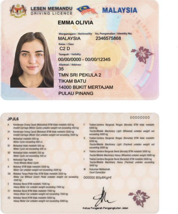 Malaysia  Driving Licence PSD Template - Editable, High-Quality Design - Image 5