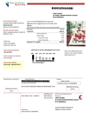 Gaz de France DolceVita Utility Bill PSD Template - Editable, Multi-Purpose Design