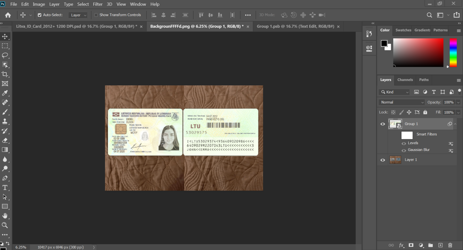 Lithuania ID Card PSD Template Preview