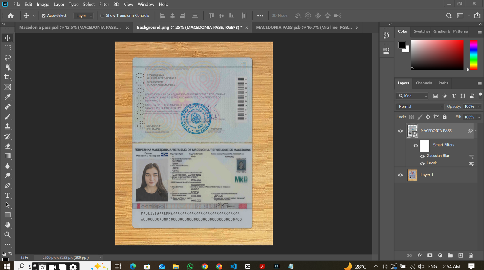 Macedonia Passport PSD Template Preview