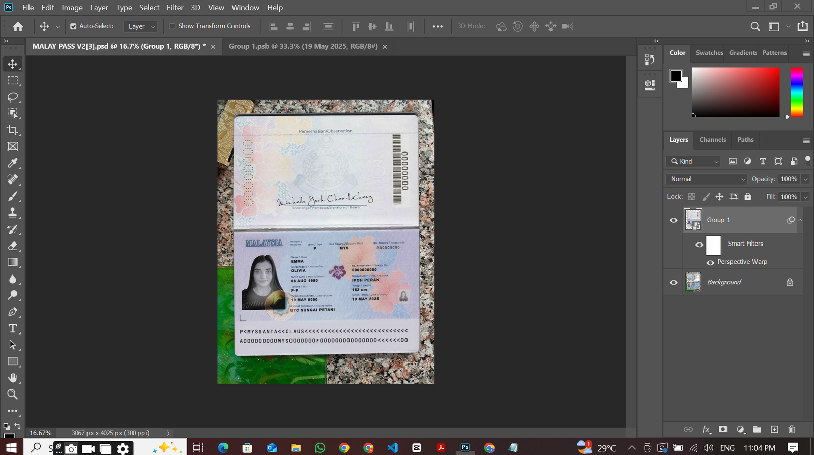 Malaysia Passport PSD Template Preview