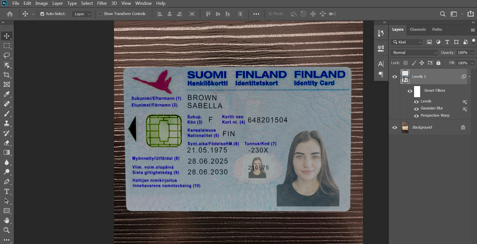 Finland ID Card PSD Template Preview