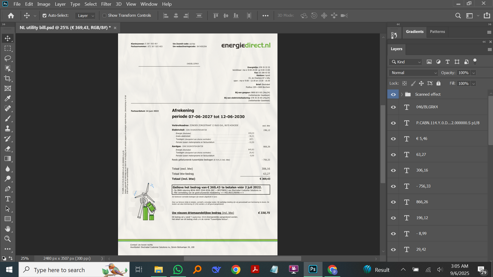  NL Utility Bill PSD Template Preview