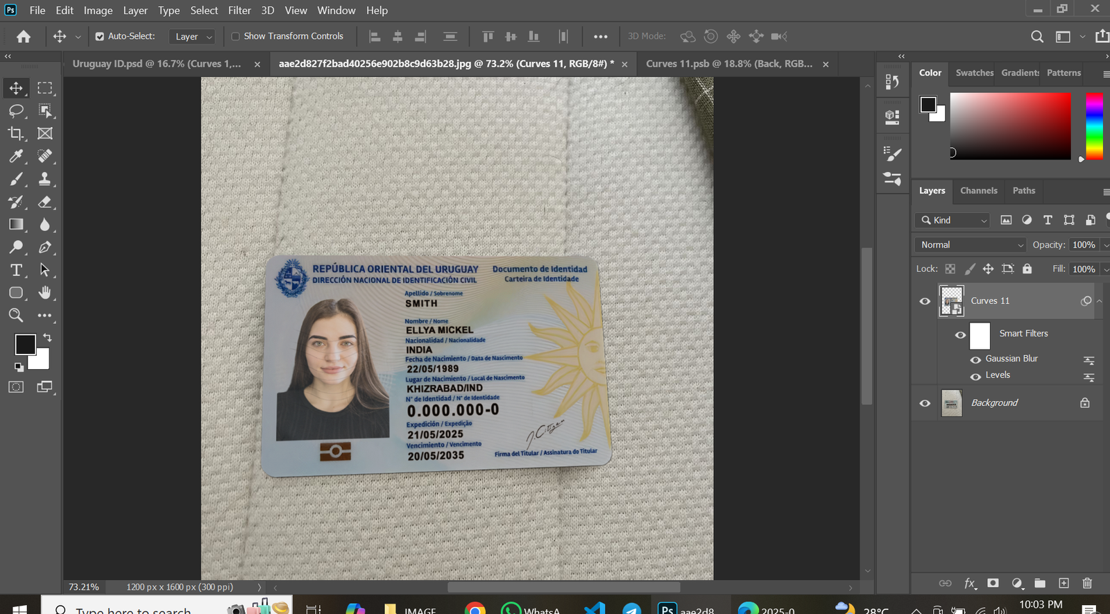 Uruguay ID Card PSD Template Preview