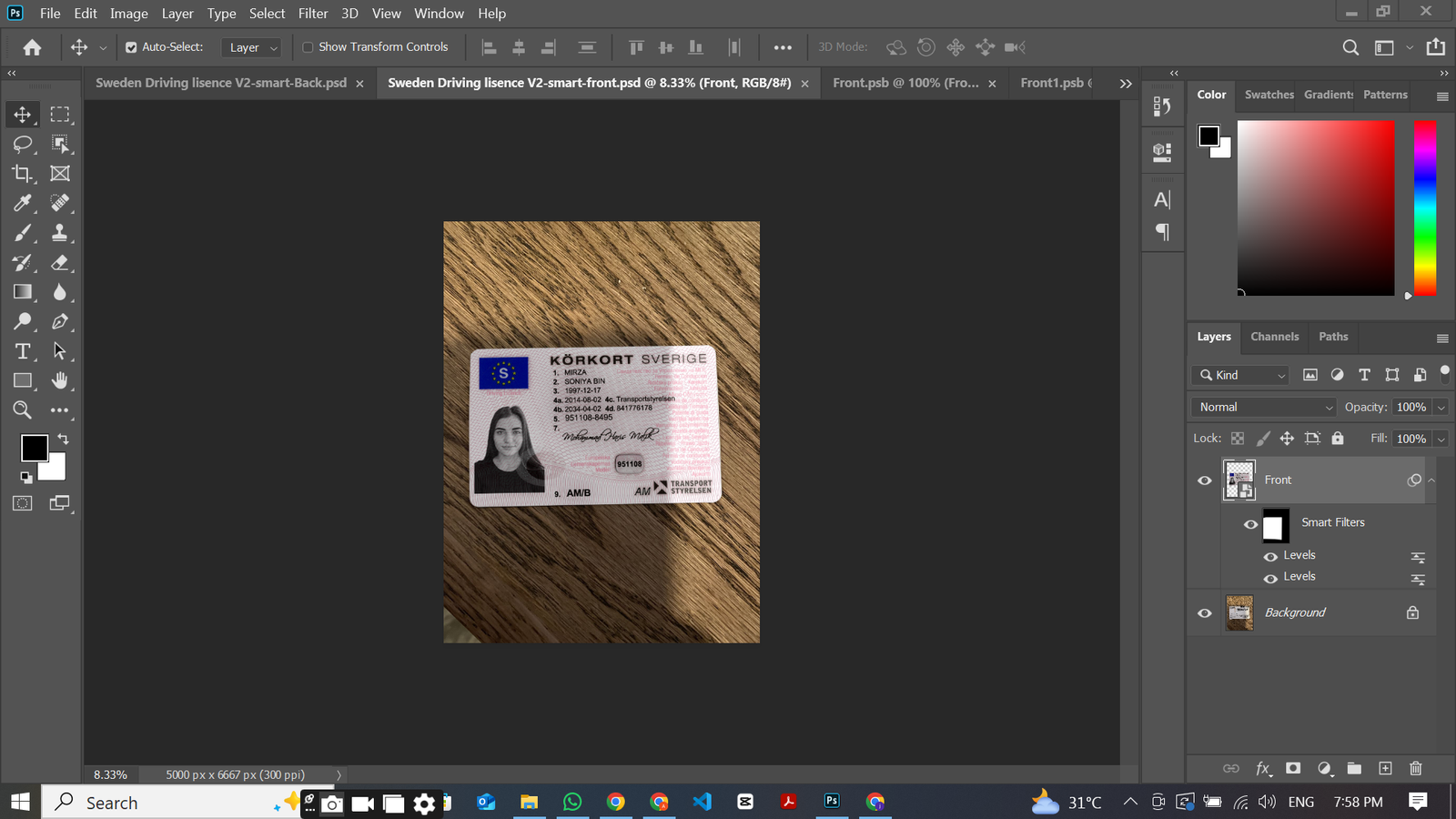 Sweden Driving License V2 PSD Template Preview