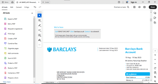 UK Barclays Bank Statement Editing Service - Professional PDF  Template - Image 2
