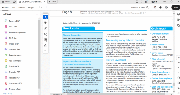 UK Barclays Bank Statement Editing Service - Professional PDF  Template - Image 4