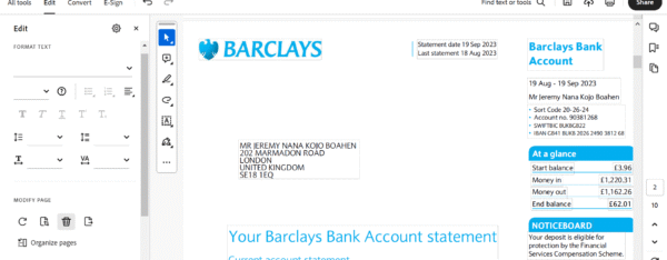 UK Barclays Bank Statement Editing Service - Professional PDF  Template - Image 6