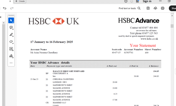UK HSBC Bank Statement Editing Service - Professional PDF  Template - Image 2