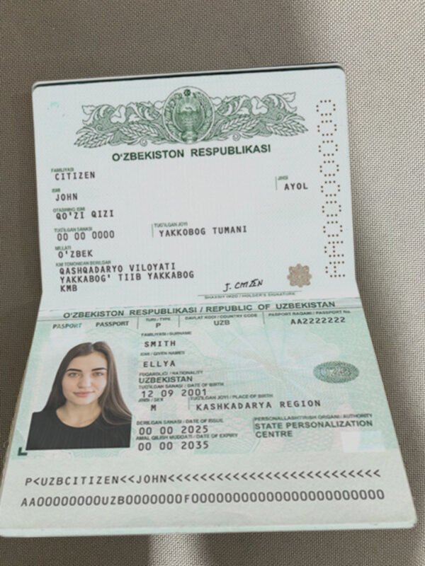 Uzbekistan Passport PSD Template - Editable, High-Quality Design