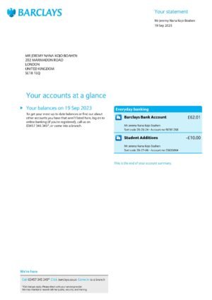 UK Barclays Bank Statement Editing Service – Professional PDF Template