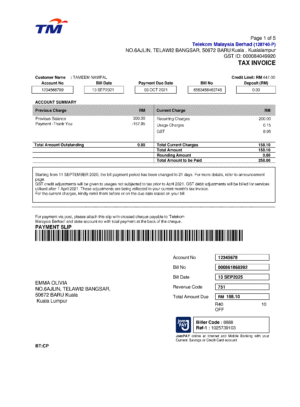 Telekom Malaysia Utility Bill PSD Template - Editable, High-Quality Design