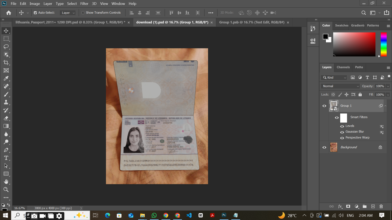 Lithuania Passport PSD Template Preview