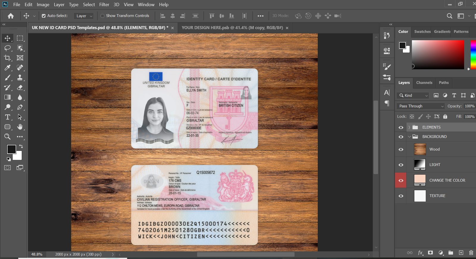 UK New ID Card PSD Template Preview