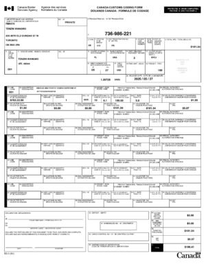 Canada Customs Coding Form PDF Template - Editable, Multi-Purpose Design