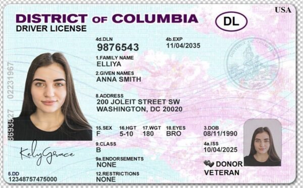 District of Columbia Driving Licence PSD Template (Version 2) – Fully Editable & Instant Download - Image 4