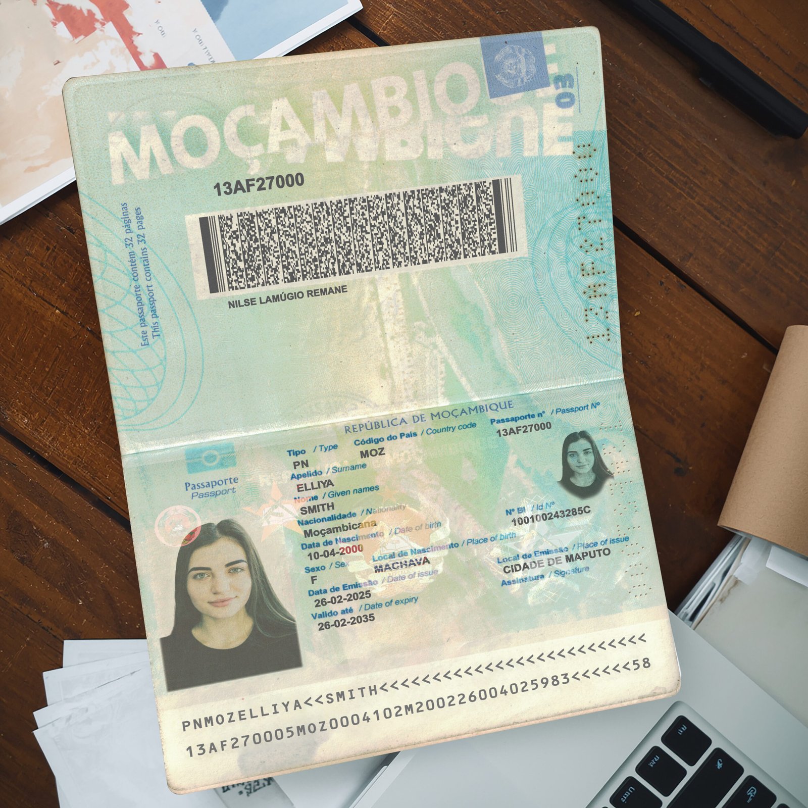 Mozambique Passport PSD Template (Version 2) – Fully Editable & Instant Download