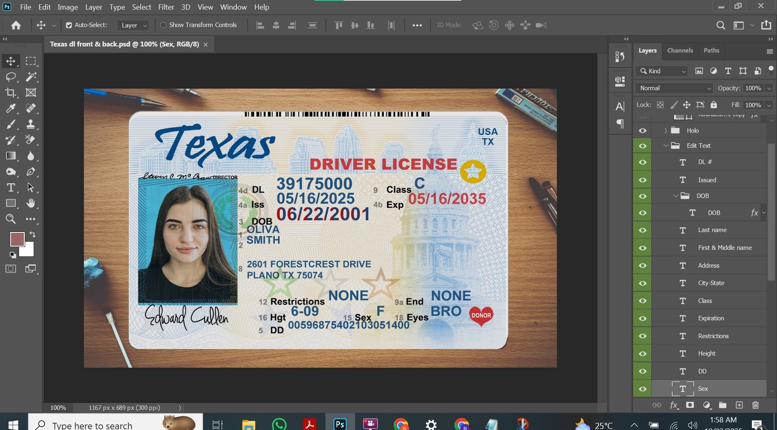 USA Texas Driver's License V1 PSD Template Preview