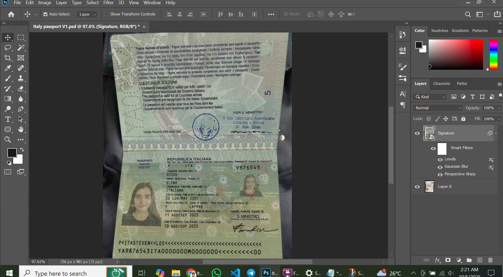 ITALY Passport V1 PSD Template Preview