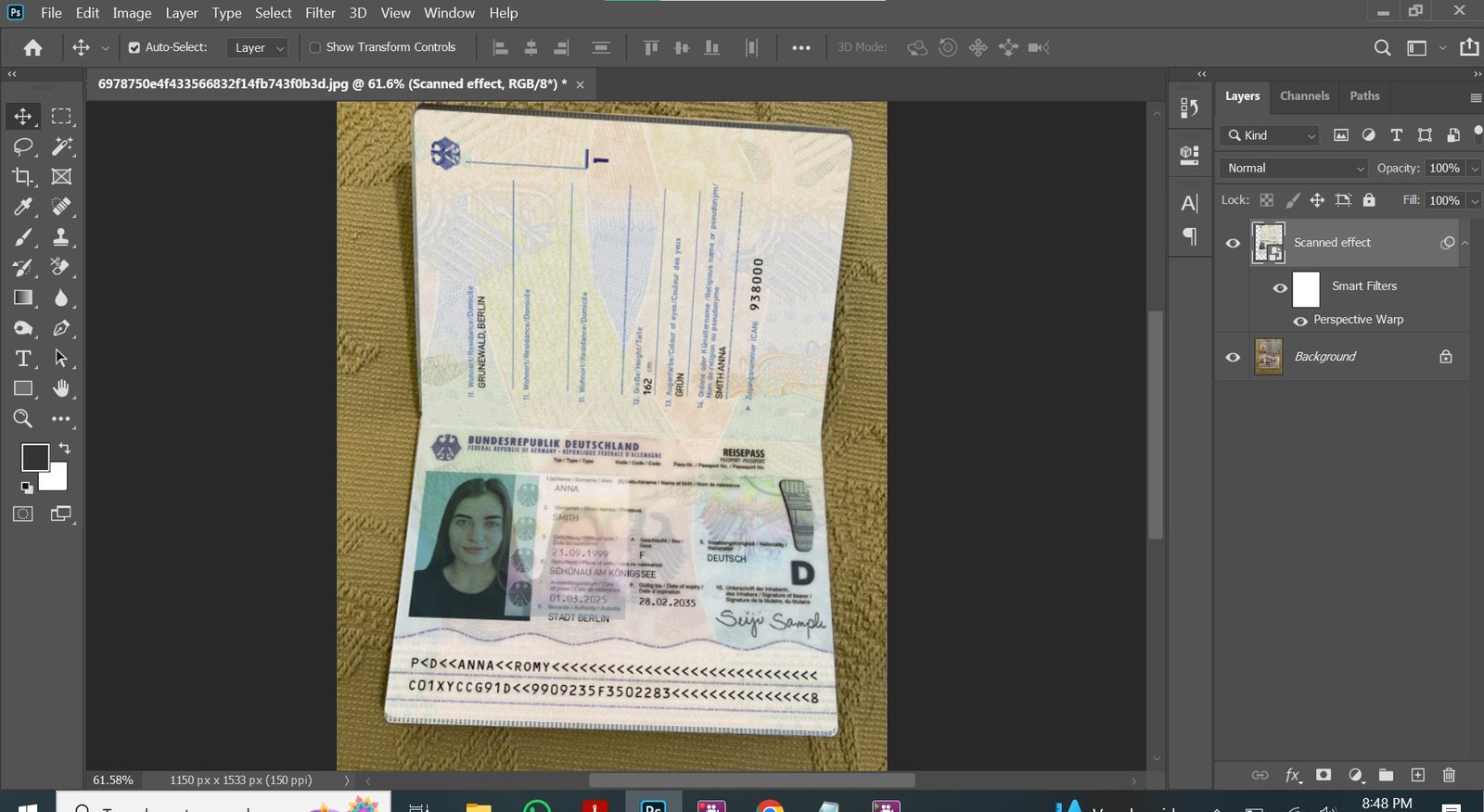 Germany Passport V2 PSD Template Preview