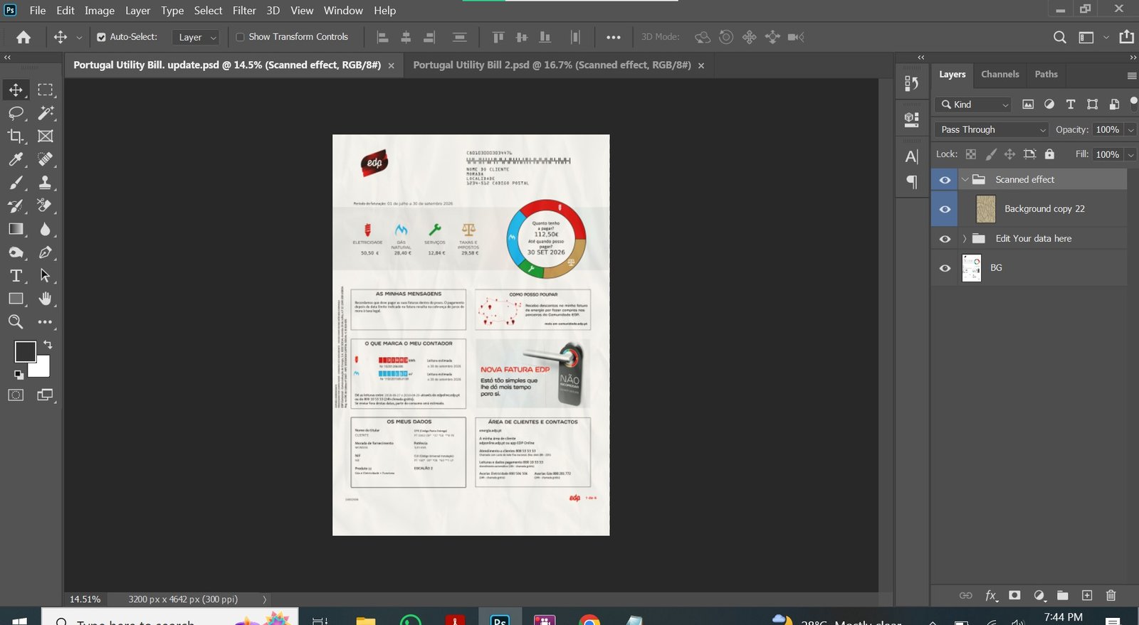 Portugal EDP Utility Bill PSD Template Preview