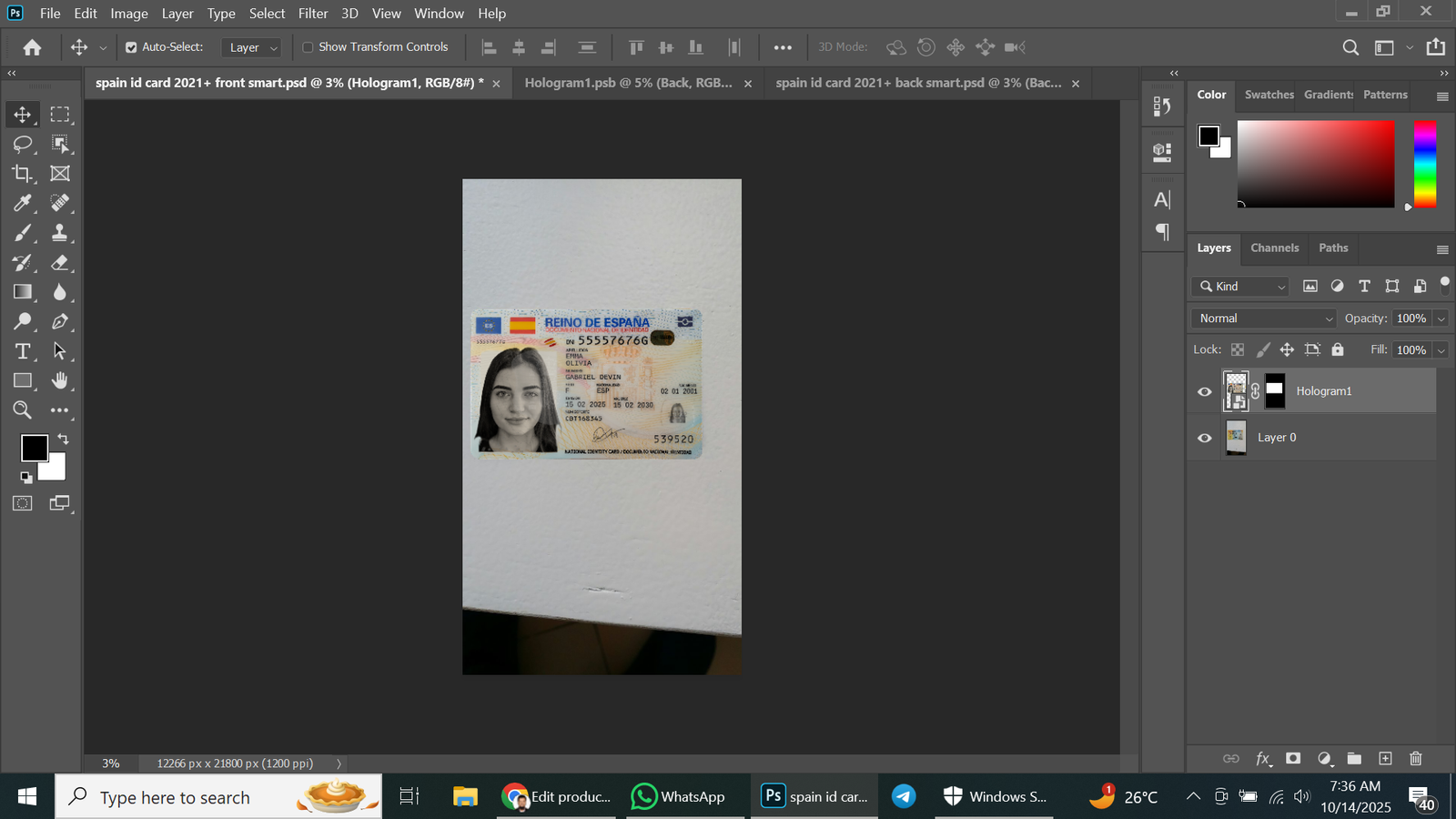 Spain ID Card 2021 PSD Template Preview