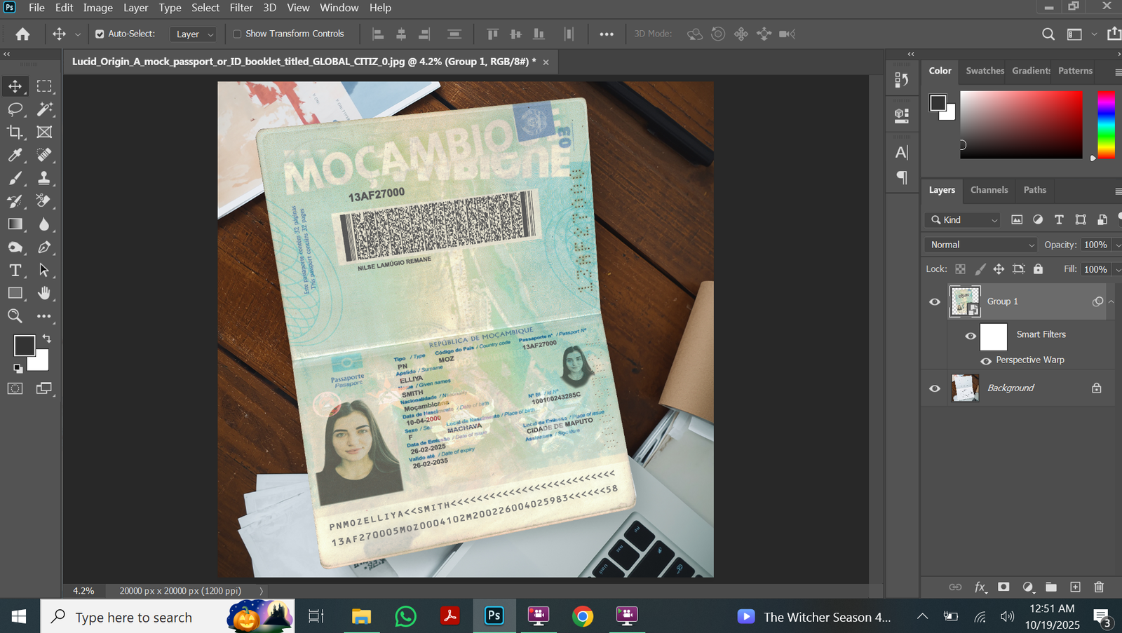 Mozambique Passport PSD Template Preview