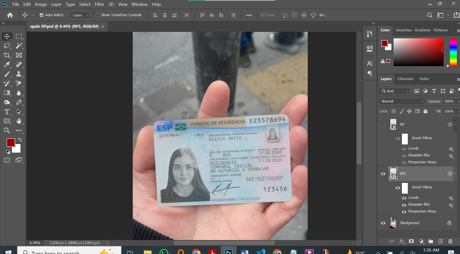 Spain Residence Permit PSD Template Preview